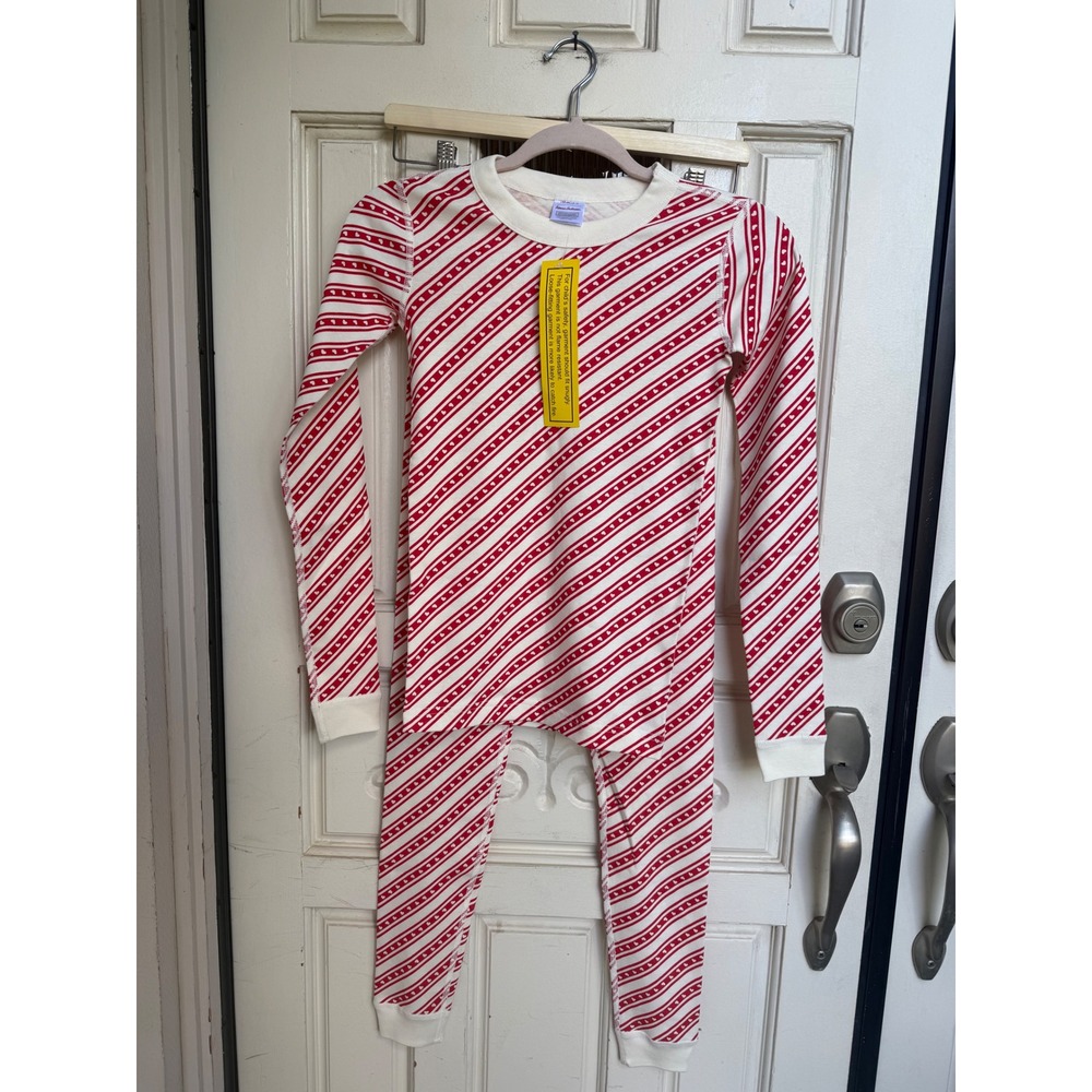 Hanna Andersson Kids Pajama Set Red Heart Stripe Organic Cotton Size 12 150cm